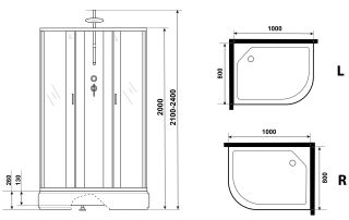 Душевая кабина Niagara NG-33084-14RBKT 100x80см серебро/матовое