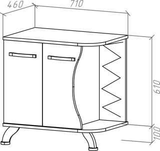 Тумба под раковину Bellezza Рио 70см левая белый 00000001443