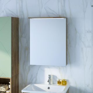 Зеркальный шкаф с подсветкой Бриклаер Кристалл 4627125417221 56 см дуб гранж песочный