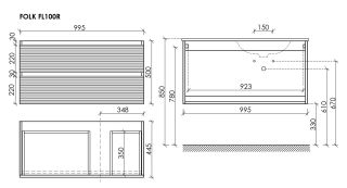 Тумба подвесная под раковину Sancos Folk FL100RCP правая 100 см капучино