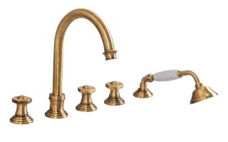 Смеситель на борт ванны с выдвижным душем и переключателем Cezares APHRODITE-BVD-02-O