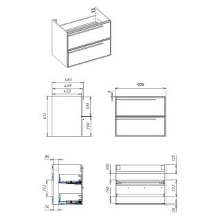 Тумба под раковину La Fenice Elba TWIN FNC-01-ELB-G-90-2 87.6 см