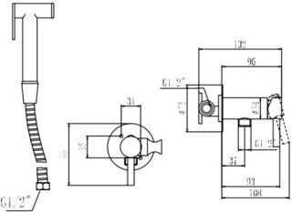 Гигиенический душ Savol S-FXQ003H со смесителем, С ВНУТРЕННЕЙ ЧАСТЬЮ