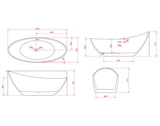 Акриловая ванна ABBER AB9233 184x79x77