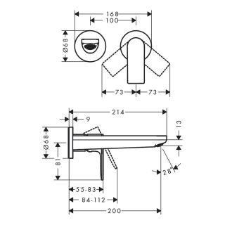 Смеситель Hansgrohe Rebris E 72568000 для раковины