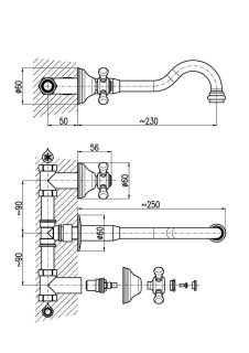 Смеситель для раковины Rav Slezak Morava retro MK531SM Бронза
