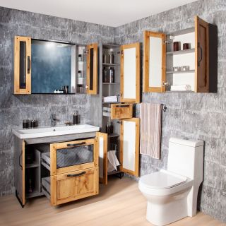 Тумба под раковину Бриклаер Лофт 4627125413377 100 см метрополитен грей