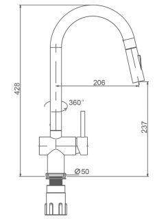 Смеситель для кухни Splenka S204.49.09 с выдвижным изливом графит