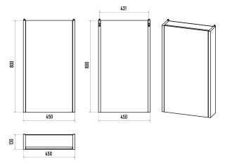 Зеркальный шкаф Misty Ива 45см левый дуб Вотан