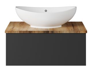 Подвесная тумба под раковину Misty Ива 70см графит/дуб Вотан