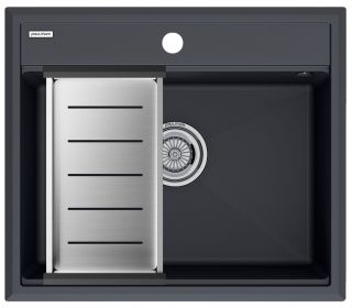 Комплект Paulmark: мойка Stepia 60 и коландер Advance PM115951-AN+A375-BS антрацит/брашированная нержавеющая сталь