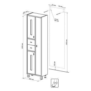 Пенал Бриклаер Бали 4627125412400 57 см светлая лиственница/белый
