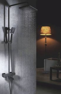 Душевая стойка Rose R3536H с термостатом чёрный матовый