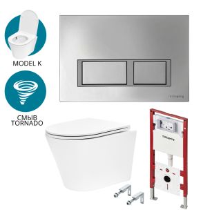 Комплект для установки подвесного унитаза с панелью смыва TECEspring K K401201WCK хром глянцевый контур клавиш хром матовый