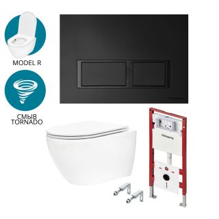 Комплект для установки подвесного унитаза с панелью смыва TECEspring R K401204WCR чёрный матовый