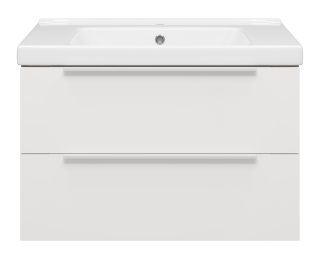 Подвесная тумба под раковину Misty Карат 80см белый/дуб Галифакс олово