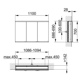 Зеркальный шкаф Keuco Royal Modular 800310110100300 110 см