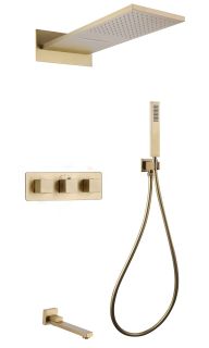 Душевая система ABBER Daheim AF8253G с термостатом золото матовое