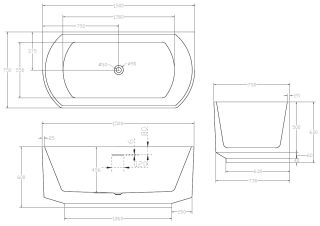 Акриловая ванна ABBER 150x75см AB9488-1.5