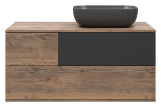 Подвесная тумба под раковину Misty Коломбо 100см правая дуб Галифакс/антрацит