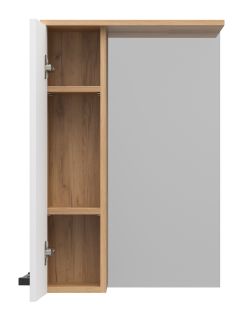 Зеркальный шкаф Misty Крафт 50см левый белый/дуб крафт золотой