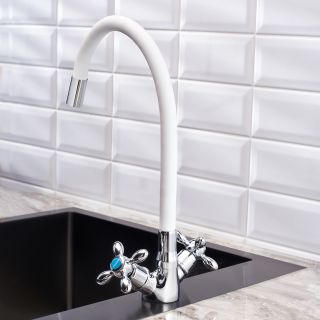 Смеситель для кухни BOOU BA5318-1F-E351A-B702 хром,белый