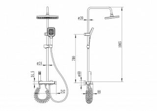 Душевая стойка Ceruttispa LEANDRO графит