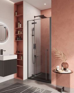 Душевая дверь CEZARES LINER-B-12-90-C-NERO-L левая чёрный матовый