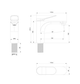 Смеситель для раковины Wonzon & Woghand WW-XH-010-BGG тёмный графит
