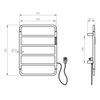 Полотенцесушитель электрический Wonzon & Woghand Wismar WW-AL201-MB 47x64 см чёрный матовый