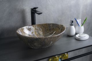 Раковина Gid Mnc138T 54472 накладная под камень глянцевая 41x34x15