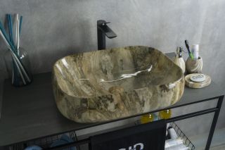 Раковина Gid Mnc186 54423 накладная под камень глянцевая 56x42x14