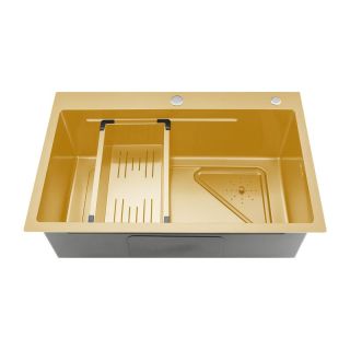 Мойка для кухни Gappo GS7246-3 с коландером золотой сатин
