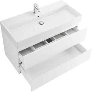 База под раковину Cezares подвесная с двумя выкатными ящиками, Bianco Ghiaccio, 1000x460x500, MOLVENO 46-100-2C-SO-BG
