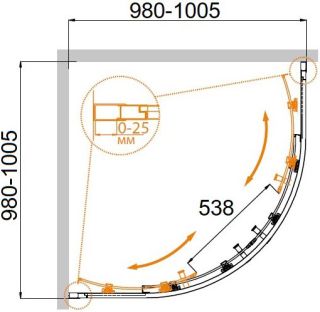 Cezares Molveno R 2 100 C BORO IV душевой угол 100x100, профиль золото