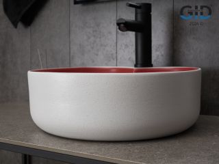 Раковина Gid N9013LS 52237 накладная красная матовая / белый графит 40x40x13