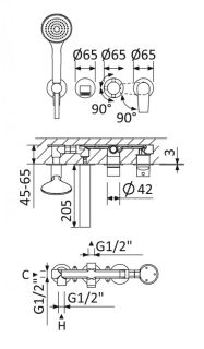 Встраиваемый смеситель для ванны и душа CEZARES NAUTIC-VDM3-01 хром