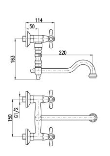 Смеситель для кухни Rav Slezak Morava Retro MK301.5/29 хром