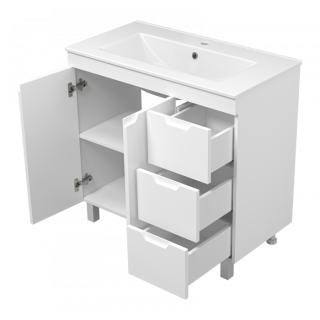 Напольная тумба под раковину Misty Оптима 90 см П-Опт-07090-011П3Я белый