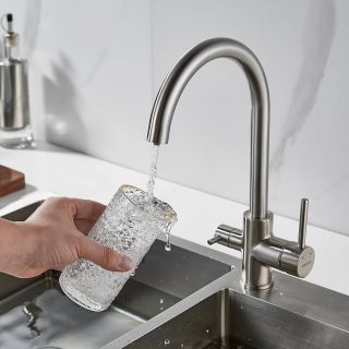 Смеситель для кухни Shevanik S128L с подключением фильтра сатин