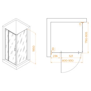 Душевой уголок RGW PA-078B (RGW PA-008B + Z-050-2B) 350807888-14 80x80см чёрный