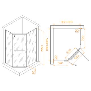 Душевой уголок RGW PA-091B 35089102-14 100x120см чёрный