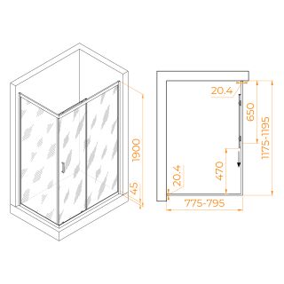 Душевой уголок RGW PA-245 410824582-11 80x120см хром