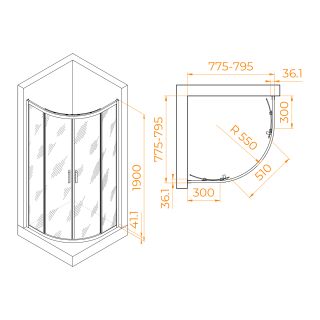 Душевой уголок RGW PA-51B 02085188-14 80x80см чёрный