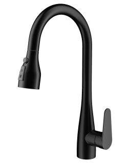 Смеситель для кухни Wonzon & Woghand WW-121E201B-MB с выдвижным изливом чёрный матовый