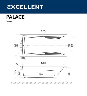 Ванна акриловая EXCELLENT Palace 180x80 см