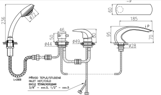 Смеситель на борт ванны Rav Slezak Dunaj D472.5PZ золото