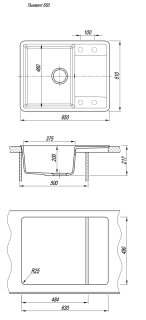 Кухонная мойка Florentina Пьемонт 650 чёрный