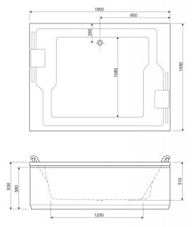 Ванна акриловая Cezares PLANE_DUO-190-145-51-W37