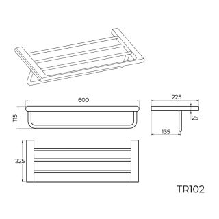 Полка для полотенец Knotlor  TR102C, хром